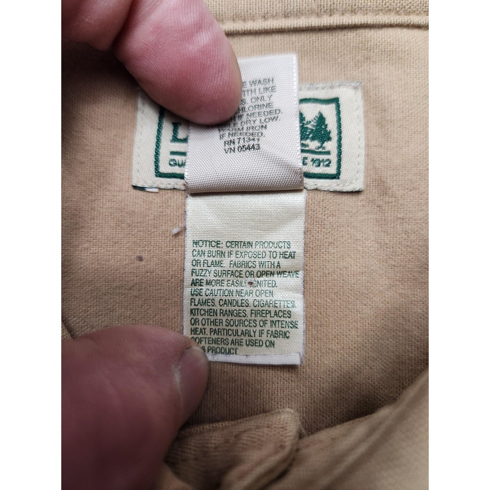 L.L.Bean Shirt Mens Large Tan Button Up Long Sleeve Cotton Two Pockets Workwear - Picture 4 of 13